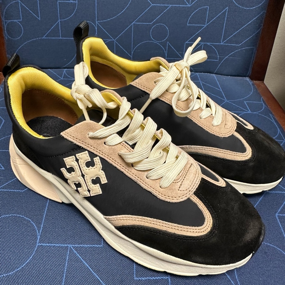 NWOT Tory Burch Black and Tan Athletic Sneakers